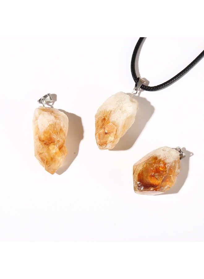 قلادة واحدة من حجر الكوارتز الطبيعي، مجوهرات للنساء والرجال، كريستال أصفر